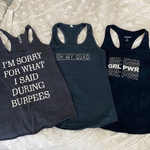 Lot of 3 graphic workout tank tops